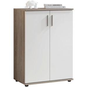 Kommode Bobby, Weiß, Eiche dunkel, Holzwerkstoff, 1 Fächer, 60x84x35 cm, Made in EU, Wohnzimmer, Kommoden & Sideboards, Kommoden
