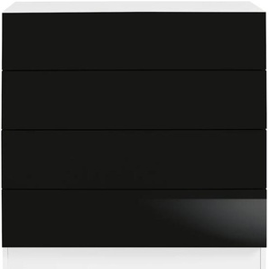 Kommode BORCHARDT MÖBEL Vaasa Sideboards Gr. B/H/T: 76 cm x 79 cm x 35 cm, 4, schwarz (weiß matt, hochglanz) Kommode Breite 76 cm