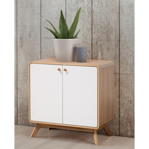 Kommode 75 x 75 x 39cm Weiß/Beige/Weiß/Eiche Dekor