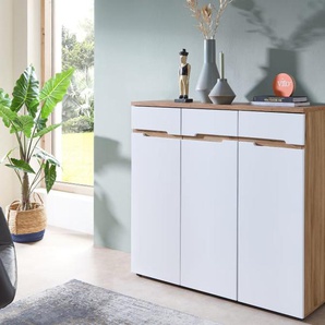 Kommode Clyde, Eiche-Nachbildung/weiß, 120 cm