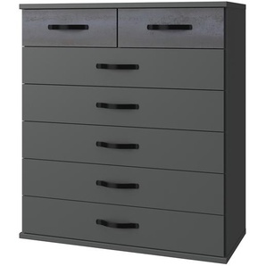 Kommode Duo2 II 91 x 106 x 40cm Grau/Eiche Schwarzbraun Dekor