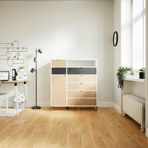 Kommode Eiche - Lowboard: Schubladen in Eiche & Türen in Eiche - Hochwertige Materialien - 115 x 129 x 53 cm, konfigurierbar