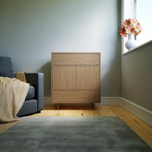 Kommode Eiche - Lowboard: Schubladen in Eiche & Türen in Eiche - Hochwertige Materialien - 77 x 91 x 34 cm, konfigurierbar