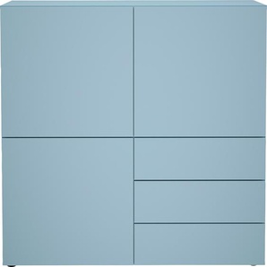 Kommode FMD Blu Sideboards Gr. B/H/T: 99,1 cm x 101,2 cm x 31,5 cm, 3, blau (denim) Kommode Breite 99 cm