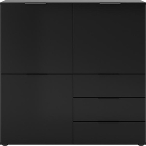 Kommode FMD Dark Sideboards Gr. B/H/T: 99,1 cm x 101,2 cm x 31,5 cm, 3, schwarz Kommode Breite 99,1 cm