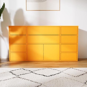 Kommode Gelb - Lowboard: Schubladen in Gelb & Türen in Gelb - Hochwertige Materialien - 154 x 79 x 34 cm, konfigurierbar