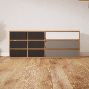 Kommode Graphitgrau - Design-Lowboard: Schubladen in Graphitgrau - Hochwertige Materialien - 154 x 60 x 34 cm, Selbst zusammenstellen