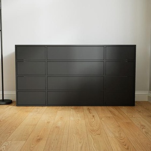 Kommode Graphitgrau - Design-Lowboard: Schubladen in Graphitgrau - Hochwertige Materialien - 154 x 79 x 34 cm, Selbst zusammenstellen