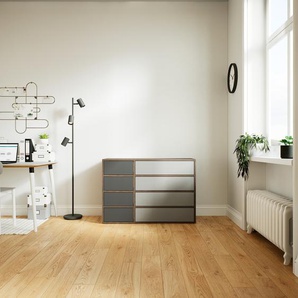Kommode Grau - Design-Lowboard: Schubladen in Graphitgrau - Hochwertige Materialien - 115 x 79 x 53 cm, Selbst zusammenstellen
