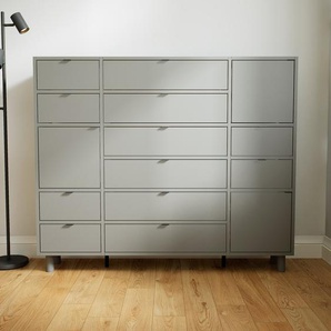 Kommode Grau - Lowboard: Schubladen in Grau & Türen in Grau - Hochwertige Materialien - 154 x 129 x 34 cm, konfigurierbar