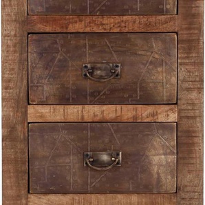 Kommode GUTMANN FACTORY Oriental Sideboards Gr. B/H/T: 46 cm x 120 cm x 42 cm, braun (dunkelbraun) Kommode aus Massivholz Mango, mit Metallapplikationen