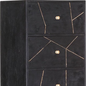 Kommode GUTMANN FACTORY Scan Sideboards Gr. B/H/T: 50 cm x 153 cm x 43 cm, Anzahl Türen: 5, mit goldfarbenen Einfräsungen, schwarz Kommode