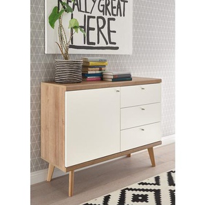 Kommode 107 x 83 x 40cm Braun/Weiß