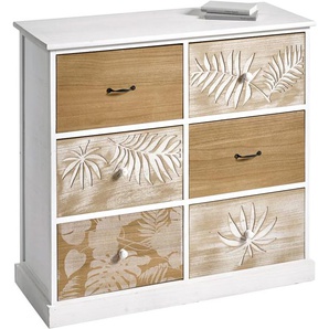 Kommode HEINE HOME Sideboards Gr. B/H/T: 86 cm x 82,5 cm x 34 cm, H/B/T ca. 82,5/86/34 cm, 6 Schubläden, weiß (weiß, natur) Kombikommode Kombikommoden Kommoden