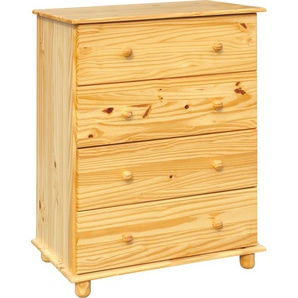 Kommode HOME AFFAIRE Chur Sideboards Gr. B/H/T: 80 cm x 102 cm x 43 cm, 4, beige (natur) Schubladenkommode Schubladenkommoden Sideboards aus Massivholz Kiefer