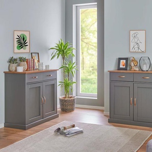 Kommode HOME AFFAIRE Luzern Sideboards Gr. B/H/T: 131 cm x 86 cm x 45 cm, 3 Schubkästen, 3, braun (grau, braun) Kombikommode Kombikommoden Sideboards