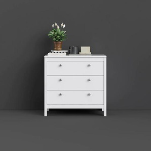Kommode HOME AFFAIRE Madrid Sideboards Gr. B/H/T: 82,1 cm x 79,7 cm x 38,4 cm, 3, weiß Schubladenkommode Schubladenkommoden Sideboards pflegeleichte Folienbeschichtung, mit vielen Stauraummöglichkeiten