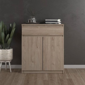 Kommode HOME AFFAIRE Naia Sideboards Gr. B/H/T: 80,4 cm x 100,4 cm x 40 cm, 1, braun (jackson hickory) Kommode abgerundete Schubladenkanten auf Metallgleiter, Breite 80,2 cm