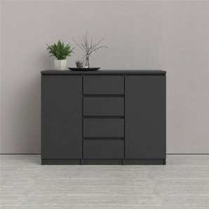 Kommode HOME AFFAIRE Naia Sideboards Gr. B/H/T: 120,8 cm x 90,7 cm x 50 cm, 4, 2, schwarz Kommode abgerundeten Schubladenkanten auf Metallgleiter, Breite 120,6 cm