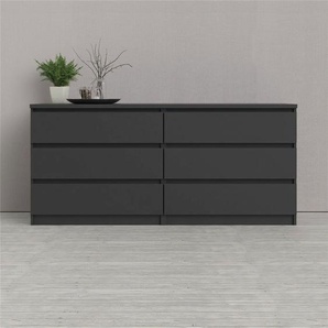 Kommode HOME AFFAIRE Naia Sideboards Gr. B/H/T: 153,8 cm x 70,1 cm x 50 cm, 6, schwarz Kommode Hochglanz-Optik, mit abgerundeten Schubladenkanten auf Metallgleiter
