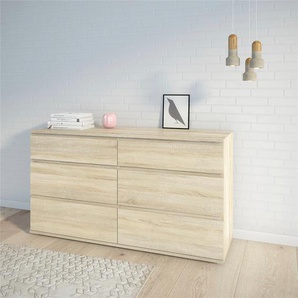 Kommode HOME AFFAIRE Nova Sideboards Gr. B/H/T: 153,4 cm x 83,7 cm x 50,0 cm, 6, braun (eiche struktur) Schubladenkommode Schubladenkommoden Folienbeschichtung, in verschiedenen Farbvarianten,6 Schubladen