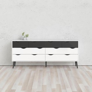 Kommode HOME AFFAIRE Oslo Sideboards Gr. B/H/T: 195,7 cm x 81,7 cm x 39,1 cm, 8, schwarz (weiß, matt schwarz) Kommode mit vielen Stauraummöglichkeiten, zweifarbige Front, Breite 195,7 cm