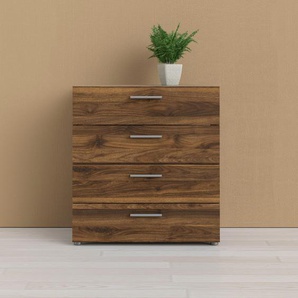 Kommode HOME AFFAIRE Pepe Sideboards Gr. B/H/T: 80,2 cm x 68,1 cm x 40,3 cm, 4, braun (walnuss) Schubladenkommode Schubladenkommoden Kunststoff Griffleisten, in verschiedenen Farbvarianten, Breite 80,2cm