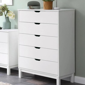 Kommode HOME AFFAIRE Post Sideboards Gr. B/H/T: 76 cm x 113 cm x 39 cm, 5, weiß Schubladenkommode Schubladenkommoden Sideboards massives Kiefernholz, mit vielen Stauraummöglichkeiten, Breite 76 cm