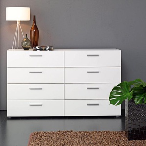 Kommode HOME AFFAIRE Sideboards Gr. B/H/T: 140 cm x 81,7 cm x 40,3 cm, 8, weiß Schubladenkommode Schubladenkommoden mit acht Schubkästen und Kunststoff Griffleisten, Breite 140 cm