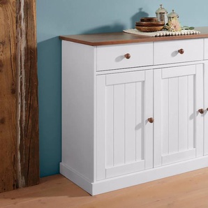 Kommode HOME AFFAIRE Westerland Sideboards Gr. B/H/T: 130 cm x 86 cm x 45 cm, 3, weiß (weiß, sepia) Kombikommode Kombikommoden Sideboards Breite 130 cm