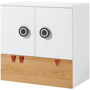 Kommode hülsta now minimo II Weiß/Natureiche MDF 90x93x53 cm (BxHxT) 2-türig 1 Schublade