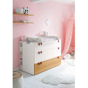 Kommode hülsta now minimo V Weiß/Natureiche MDF 135x93x53 cm (BxHxT) 3 Schubladen