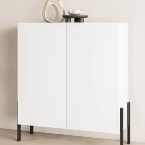 Kommode INOSIGN Jukon, Breite 110 cm, moderne grifflose Hochschrank, 2Türen, weiß (weiß matt), B:110cm H:135cm T:40cm, Sideboards, Highboard mit viel Stauraum, push-to-open-Funktion, Topseller