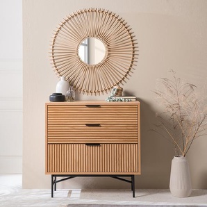 Kommode 3 Schubladen 80 x 80 x 40cm Beige/Eiche