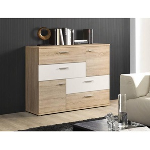 Kommode Leisi 125 x 96 x 41cm Braun/Beige/Eiche Sonoma Dekor
