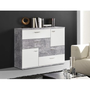 Kommode Leisi 125 x 96 x 41cm Grau/Weiß/Beton Dekor
