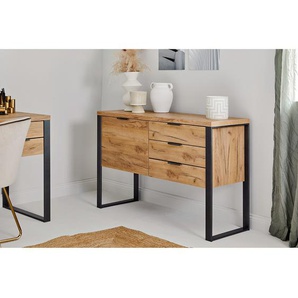 Kommode 119 x 76 x 40cm Braun/Eiche Dekor