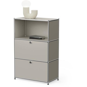 Kommode Metall »CN3« mit 2 Klappenfächern, hellgrau