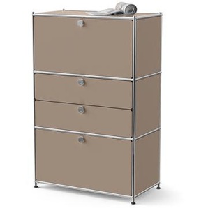 Kommode Metall »CN3« mit 2 Klappenfächern und 2 Schubladen, taupe