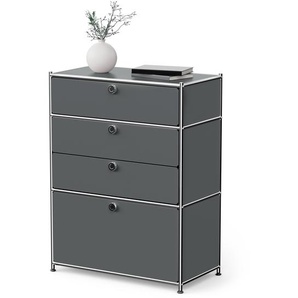 Kommode Metall »CN3« mit 3 Schubladen und Klappenfach, grau