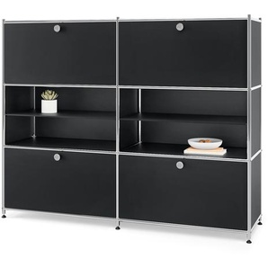 Kommode Metall »CN3« mit 4 Klappenfächern, schwarz
