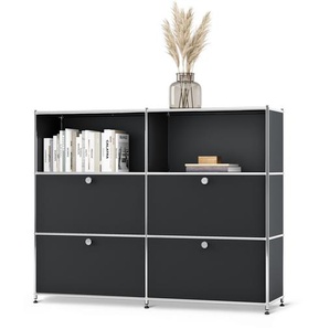 Kommode Metall »CN3« mit versetzbaren Klappenfächern, schwarz