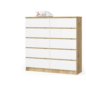Kommode mit 10 Schubladen - mehrfarbig - Materialmix - 120 cm - 121 cm | Möbel Kraft