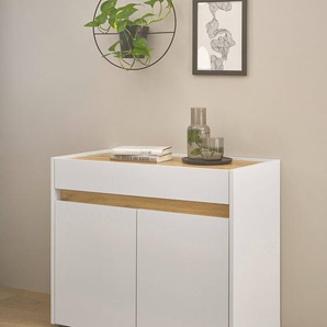 Kommode mit 2 Türen 80 x 70 x 40cm Weiß/Weiß
