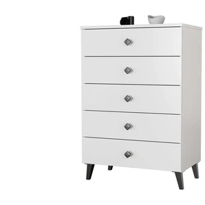 Kommode mit 5 Schubladen Lara ¦ weiß ¦ Maße (cm): B: 60 H: 89