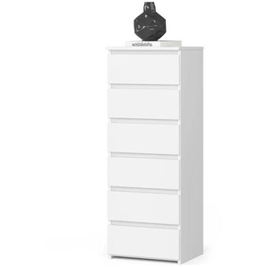Kommode mit 6 Schubladen Carlo ¦ weiß ¦ Maße (cm): B: 40 H: 109