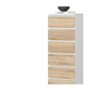 Kommode mit 6 Schubladen - mehrfarbig - Materialmix - 40 cm - 109 cm | Möbel Kraft