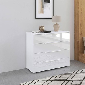 Kommode mit Glas 93cm Weiß/Alpinweiß