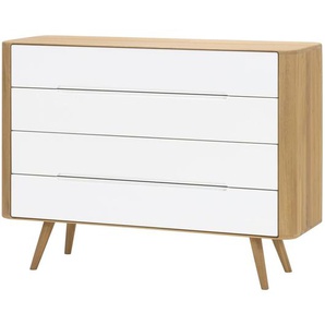 Kommode mit Schubladen 120 x 90 x 42cm Braun/Weiß/Weiß/Wildeiche