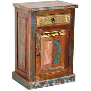 Kommode / Nachttisch Seaside 1-türig Massivholz Recycletes Holz Shabby Chic Indien Indisch